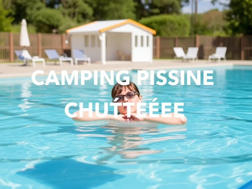 Famille se baignant dans la piscine chauffée d'un camping du Gard