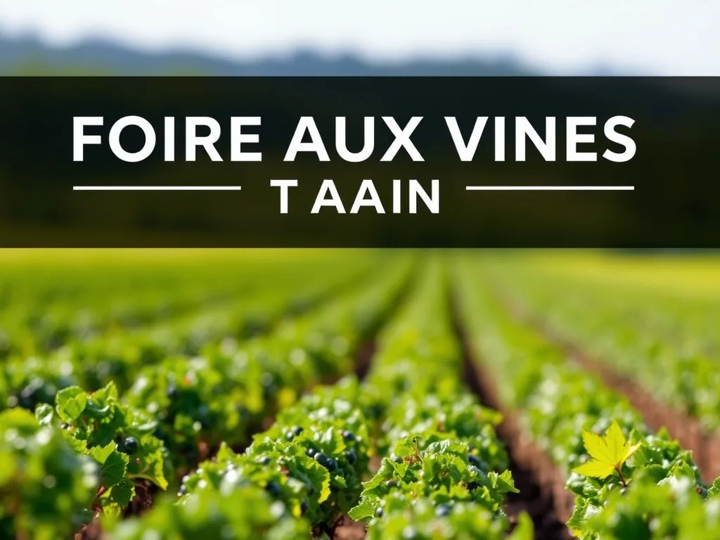 Rangée de stands de vignerons sous les halles du Salon des Vins de Tain, verres de dégustation alignés sur une nappe blanche