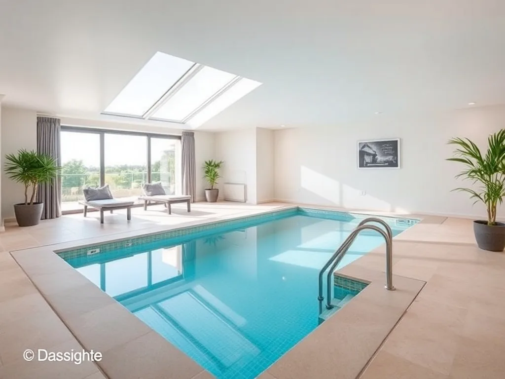 Famille se baignant dans la piscine intérieure chauffée d'un gîte drômois