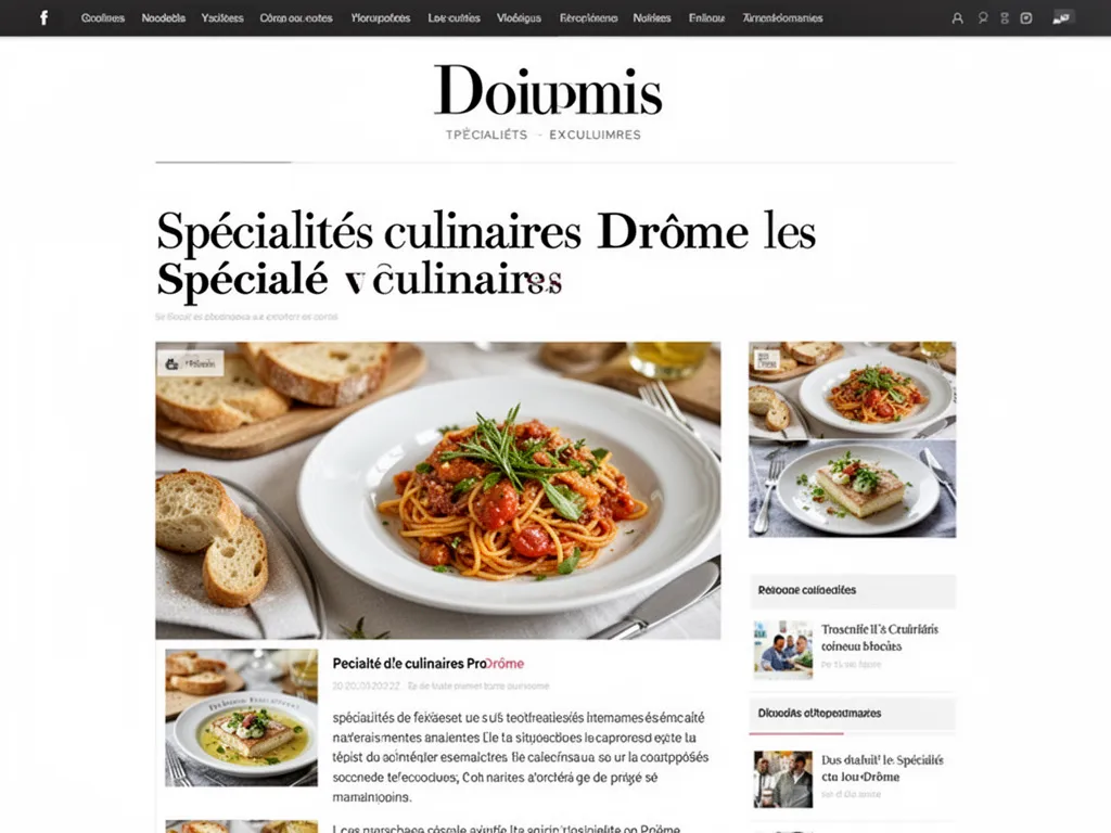 Table de produits drômois avec ravioles, nougat, olives noires, fromage de chèvre et bouteille de clairette
